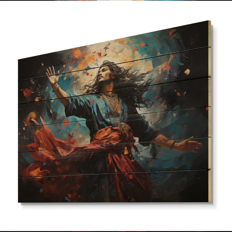 Danse de l'hindouisme de Shiva sur bois, H 30 po x l 40 po x P 0,78 po