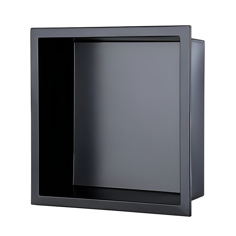 Niche de douche encastrée en acier inoxydable noir mat, 16" H x 16" W x 4" D