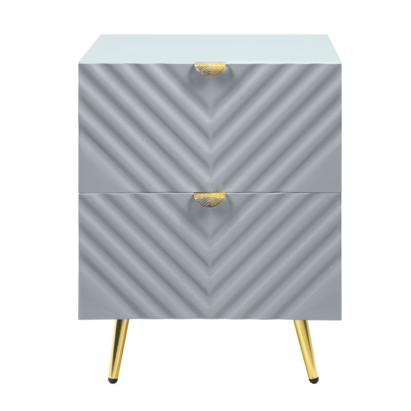 Table de chevet 2 tiroirs Gaines, Gris