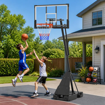 Panier de basketball réglable réglable avec panneau et roues incassables
