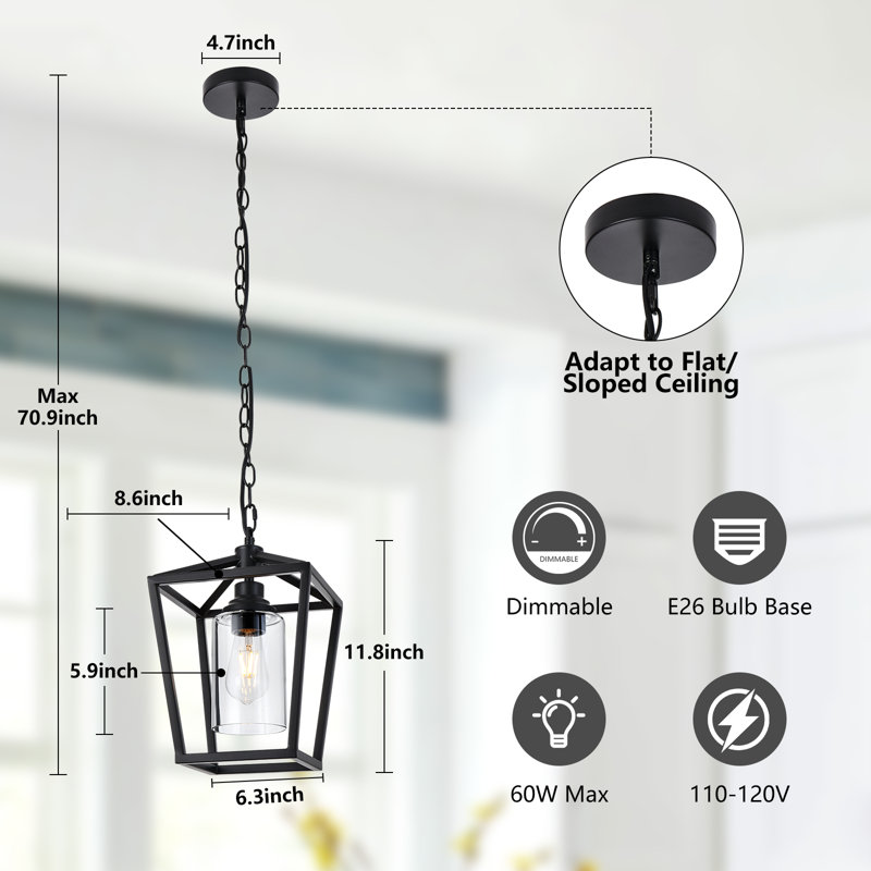 Nauris 1 - Light Matte Black Lantern Pendant