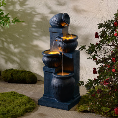 Weather Resistant Cascade Fountain with Light