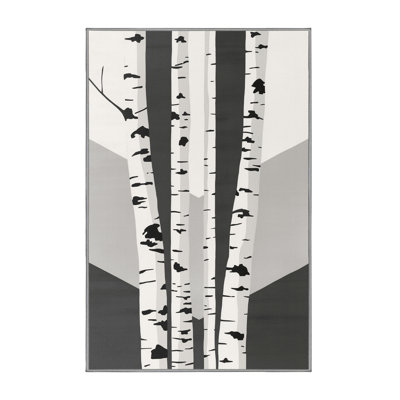 Machine Washable Oyan Birch Tree Scandinavian Striped Rug in Gray – Gray Binding