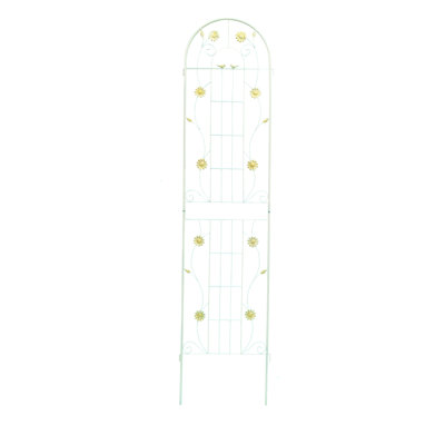 Treillis en métal blanc crème 220 x 50 cm, aspect rouille, pour supports de fleurs d'extérieur, installation facile, ensemble de 4 treillis de jardin 220 x 50 cm blanc, aspect rouille - Support à pois, montage facile