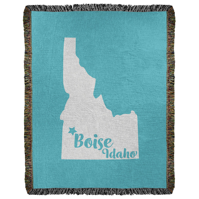 Jeté en coton tissé boise idaho, l 37 po x L 52 po, Bleu sarcelle