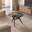 Round Coffee Table with Solid Wood Legs, Minimalist Tempered Glass Table-226824265