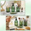 Ensemble d'accessoires de salle de bain 4 pièces, accessoires de salle de bain en verre rayé vert militaire avec distributeur de lotion noir, porte-savon, porte-brosse à dents, verre