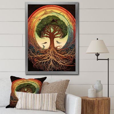 Arbre de vie, illustration rétro sur toile