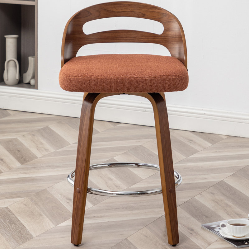 Tabouret de comptoir pivotant Mahtab, Tabouret de comptoir (siège d'une hauteur de 25,1, Orange