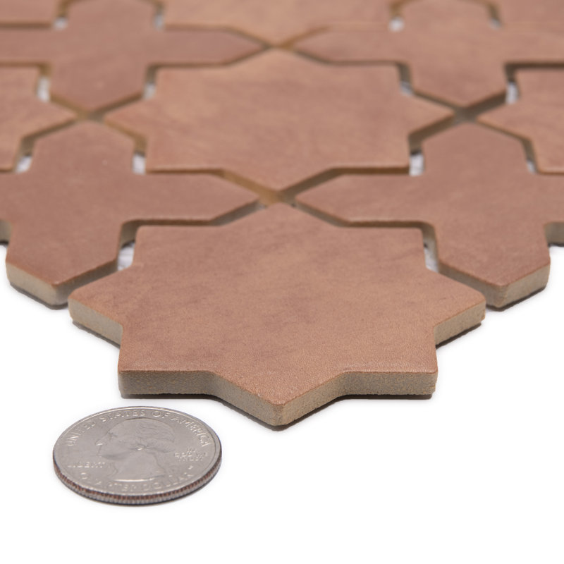 Sentier Des Cotto Star W/Cross 11-7/8 In. X 11-7/8 In. Porcelain Mosaic Tile