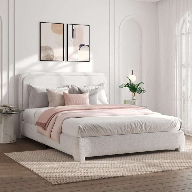 Bensu Boucle Upholstered Platform Bed