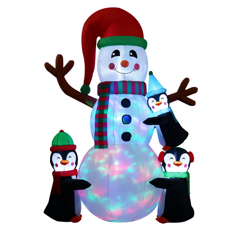  Bonhomme de neige gonflable avec pingouins