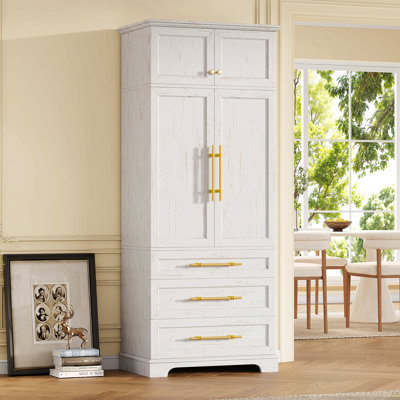 78.2" Tall Farmhouse Kitchen Pantry Cabinet With 8 Door Shelves, Storage Cabinet With 3 Adjustable Shelves