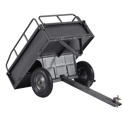 Remorque utilitaire de jardin, capacité de 500 lb, 10 pieds cubes, structure en acier, 1 pièce, remorque utilitaire, noir, pneus pneumatiques de 14 po et benne à main / pied