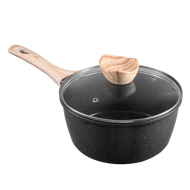 Casserole antiadhésive avec couvercle en verre trempé
