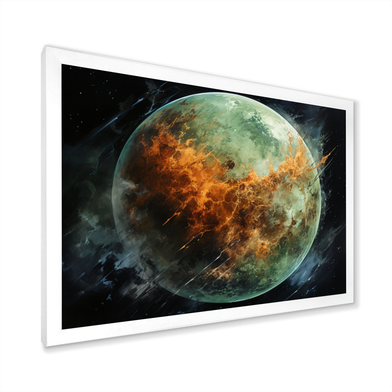 " Orange Misty Earthen ", 34" H x 44" W x 1.5" D, White Single Picture Framed