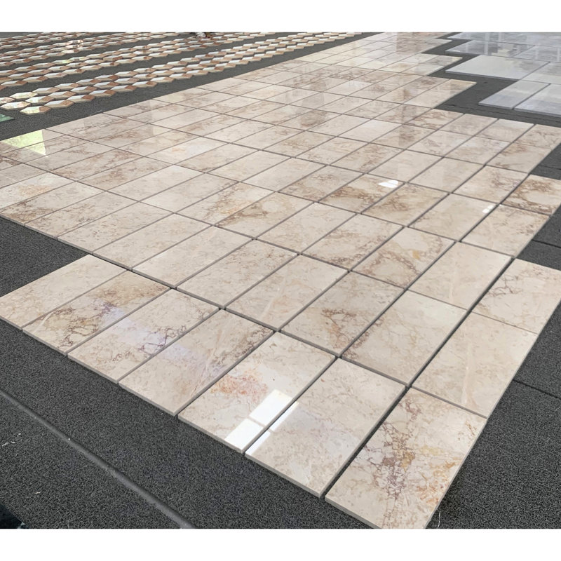 Carreaux de marbre véritable rose 12 x 24, poli, pour un usage résidentiel à l'intérieur des murs et des planchers, 4 par boîte, pièces de design luxueux, variation naturelle