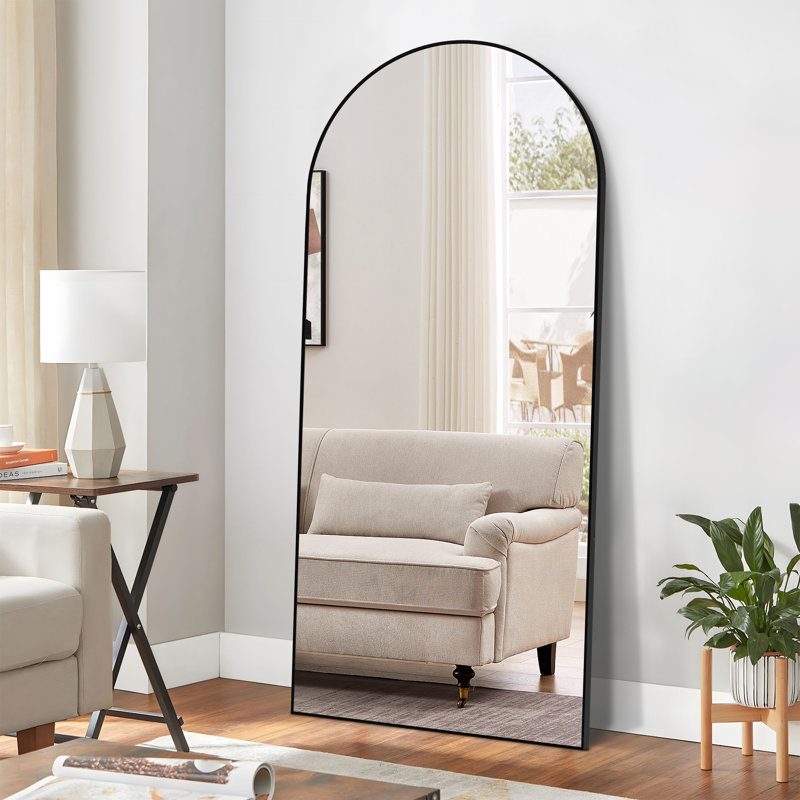 Andin Arch Metal Full Length Mirror, Black, 64" x 21"