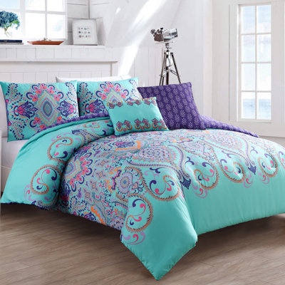 Amherst 5-Piece Reversible Damask Comforter Set