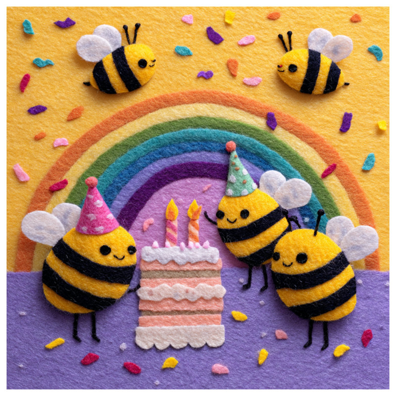 Housses de couette Felt Bees Birthday Cake, Très grand lit