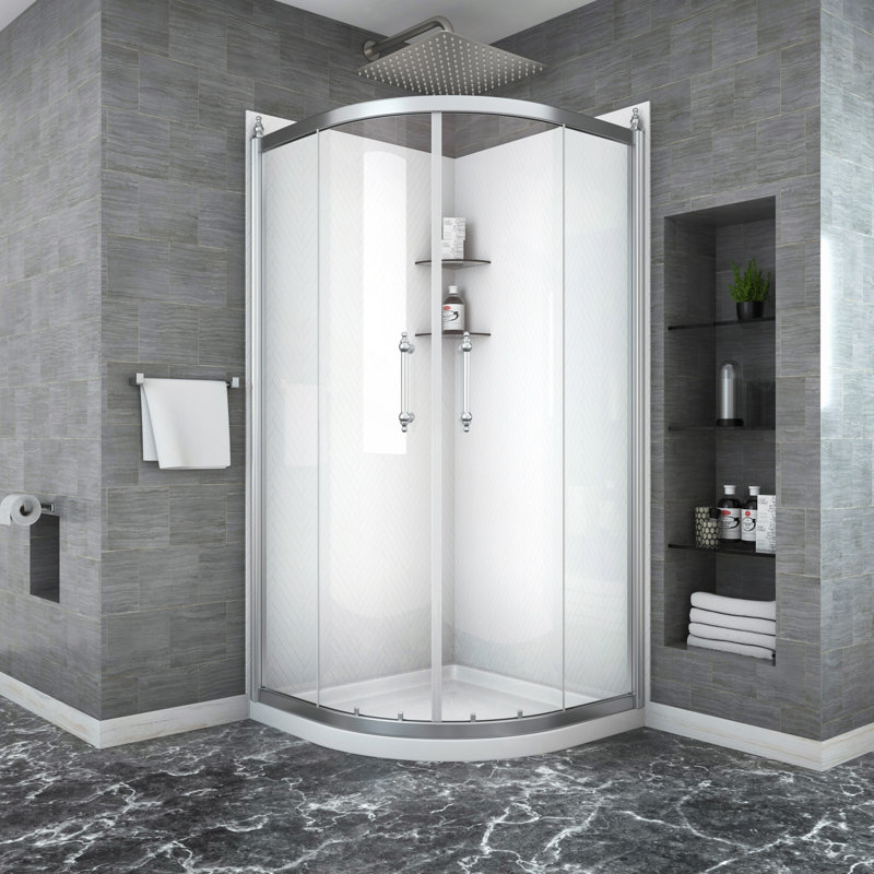 Cabine de douche encadrée avec porte de douche en chrome, 1/4 po (6 mm)