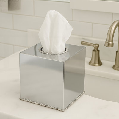 Stainless Steel Square Tissue Box Holder with Shiny Finish, Perfect for Modern Decor and Easy Refilling