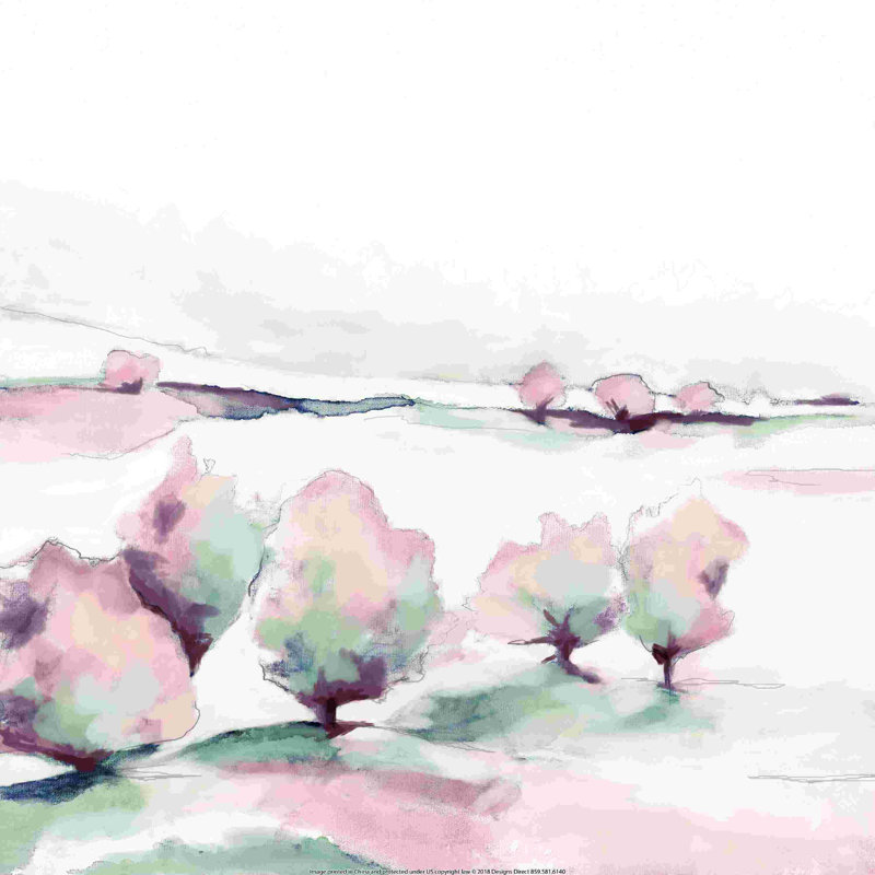 «Watercolor Tree Landscape», art textuel sur toile tendue, H 20 po x l 20 po