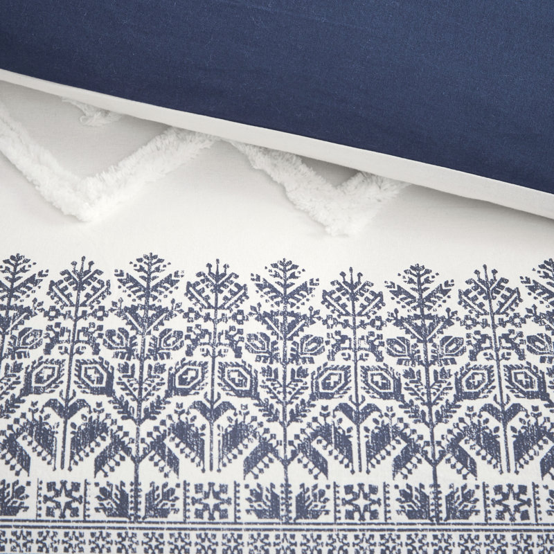 Full Blue Cotton Reversible Comforter Set