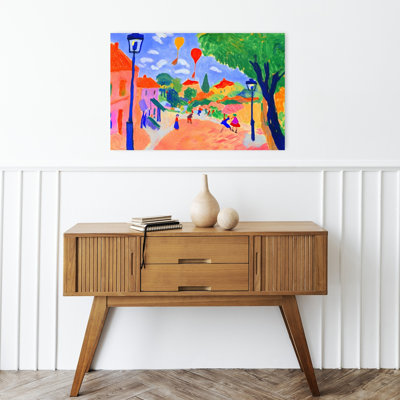 Colorful Village Balloons Colorful Vibrant Abstract Landscape Summer Wall Art Print 1 Piece Wrapped Canvas Wall Art
