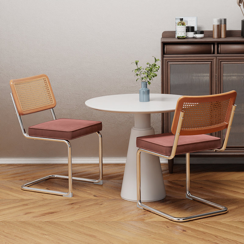Chaise d'appoint rembourrée en velours Amyris, Rose, Chrome