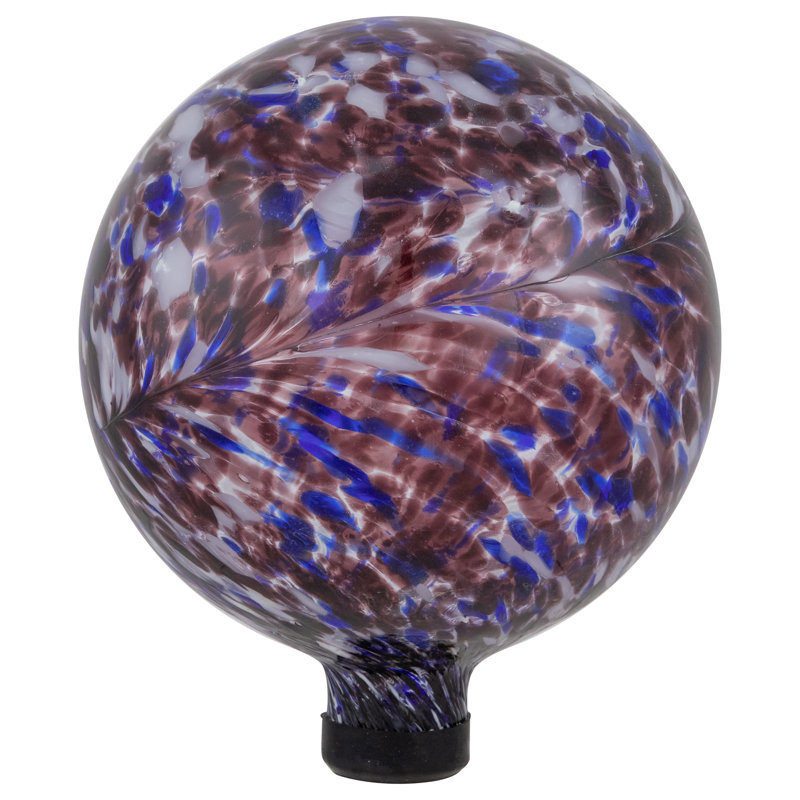 Purple and White Swirled Glass Garden Gazing Ball, 10 Inches