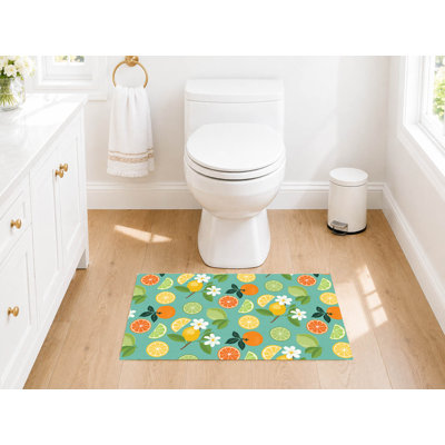 Tapis de toilette rectangulaire absorbant et antidérapant Sunny Citrus