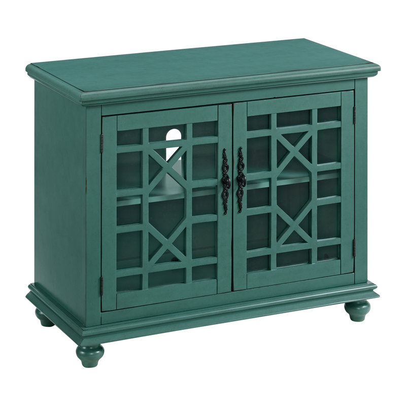 Buffet décoratif 2 portes Ahmara, Vert sarcelle antique