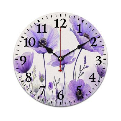 Horloge murale mauve lavande 12 po x 12 po pour aquarelle lavande