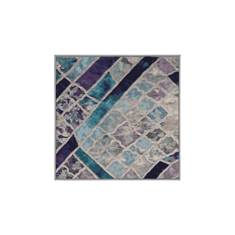 Tapis gris lavable à la machine, Carré 5 pi
