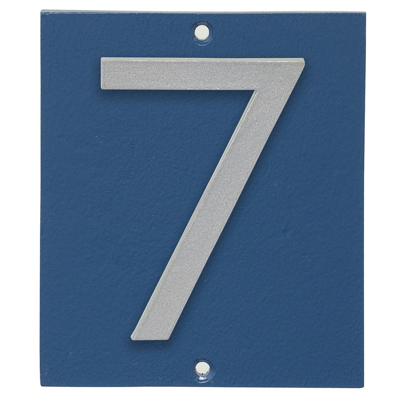 Plaque d’adresse murale sur 1 ligne flottante, Bleu mer, Argent, Oui