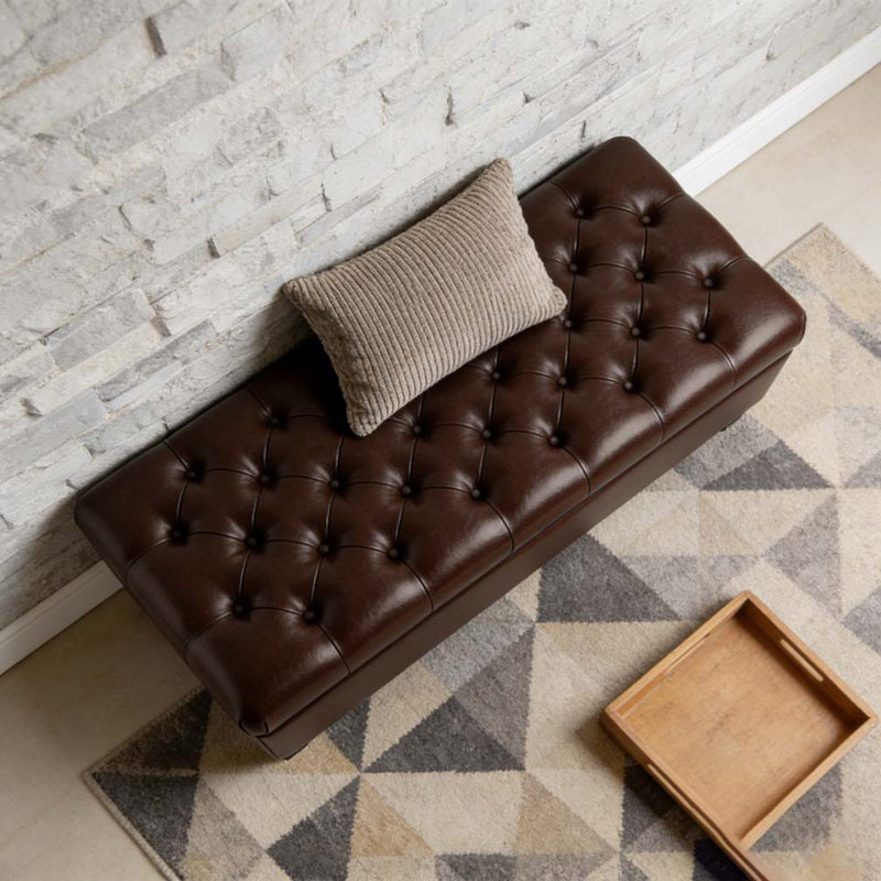 Banc de rangement avec repose-pieds 50,25 po, Brun