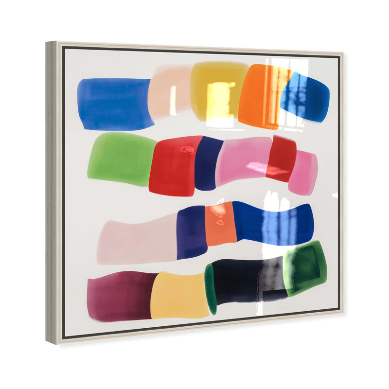 Oliver Gal Pulse of the Palette Abstract - Hand-Applied Glass Coat Framed Canvas Art, 30" H x 30" W, Silver