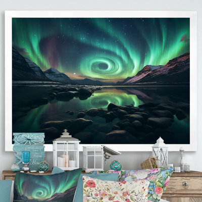 «Ethereal Northern Lights Water Reflections I», reproduction d'art sur toile