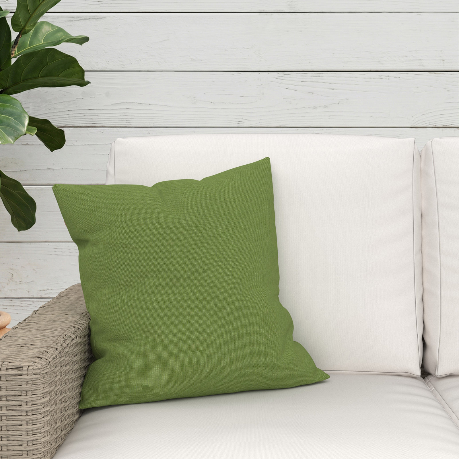 Indoor/Outdoor Throw Pillow, Square 18", Spectrum Cilantro Sunbrella® Plainweave