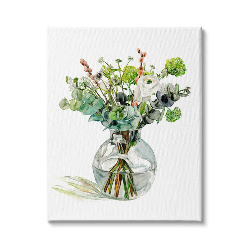 Pot floral en verre aquarelle, H 30 po x l 24 po x P 1,5 po, Toile tendue