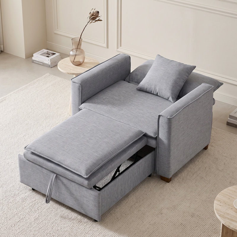 Fauteuil d'appoint convertible 3 en 1, fauteuil-lit multifonctionnel pour petits espaces, Light Gray