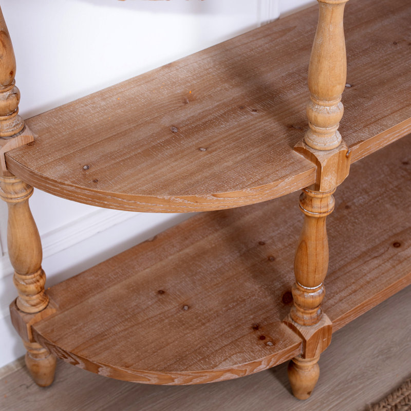 Console en bois fabriquée à la main avec garniture tissée à la main, tablettes de rangement à 3 niveaux, table d'entrée ovale avec pieds sculptés, table d'appoint rustique Coastal Farmhouse, table de canapé d'entrée de 49 po