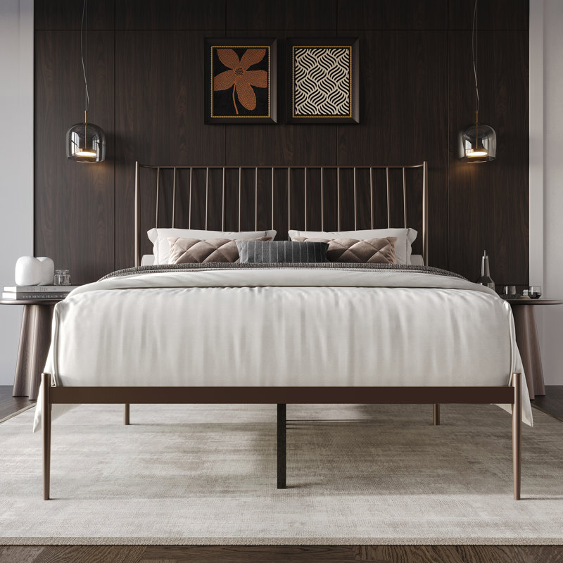 Metal Platform Bed, Brown, Full