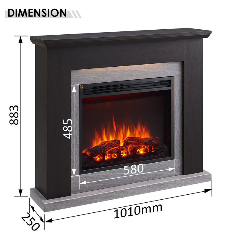 MARDELLA FLAMME 101cm W Electric Fireplace, Espresso Oak