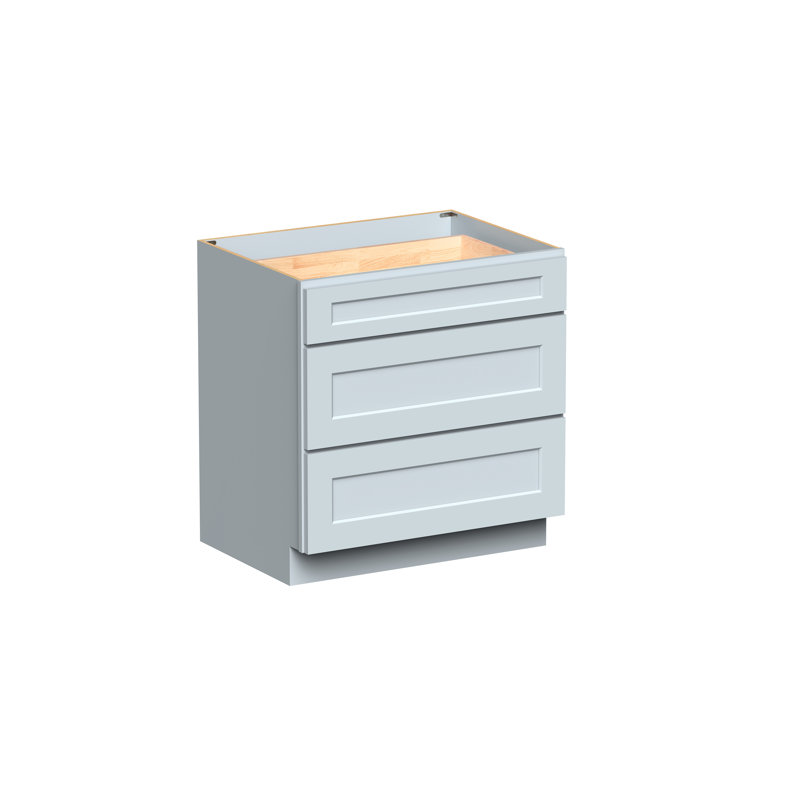 Armoire inférieure à 3 tiroirs DL Cabinetry (prête à assembler) de style Shaker l 33 po x H 34,5 po x P 24 po - gris tourterelle