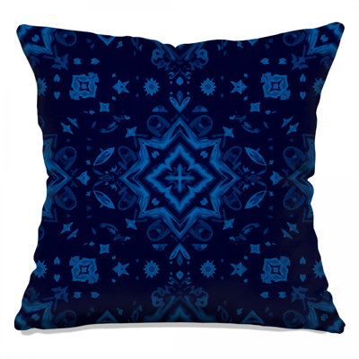 Blue Kaleidoscope Pattern Double Sided Throw Pillows