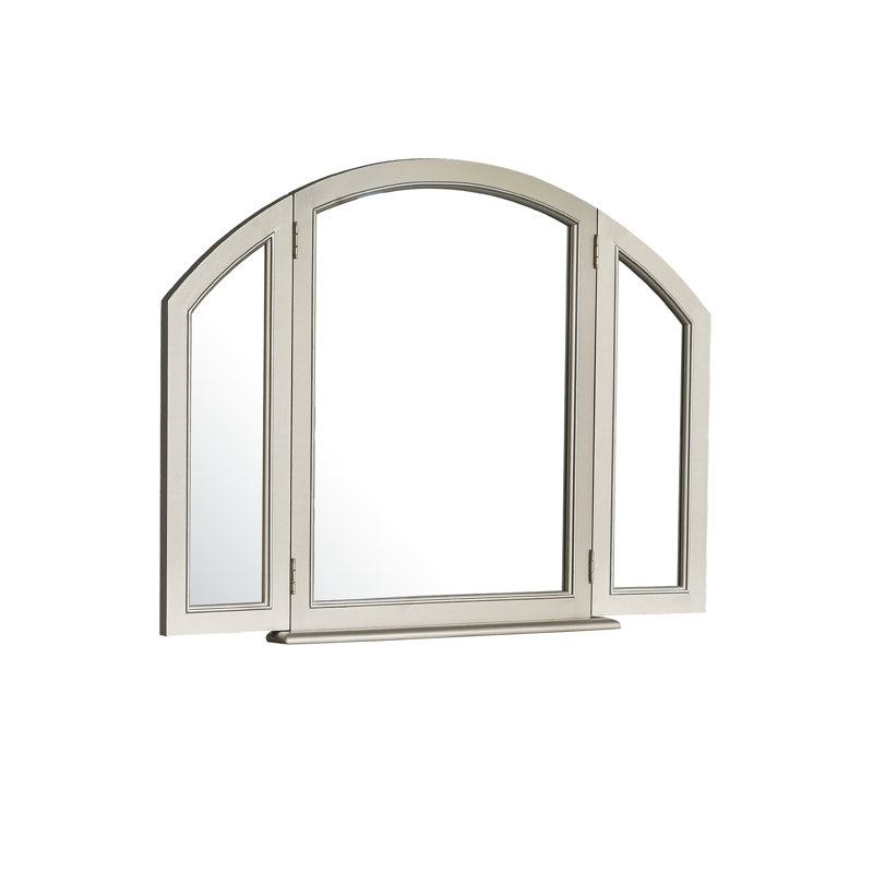 Zoey Silver Tri-Fold Vanity Mirror with Champagne Finish