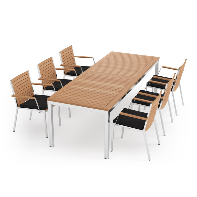 Outdoor Furniture Monterey 7 Piece Dining Set with 96 in. Table, Cast Slate Sunbrella® Plainweave