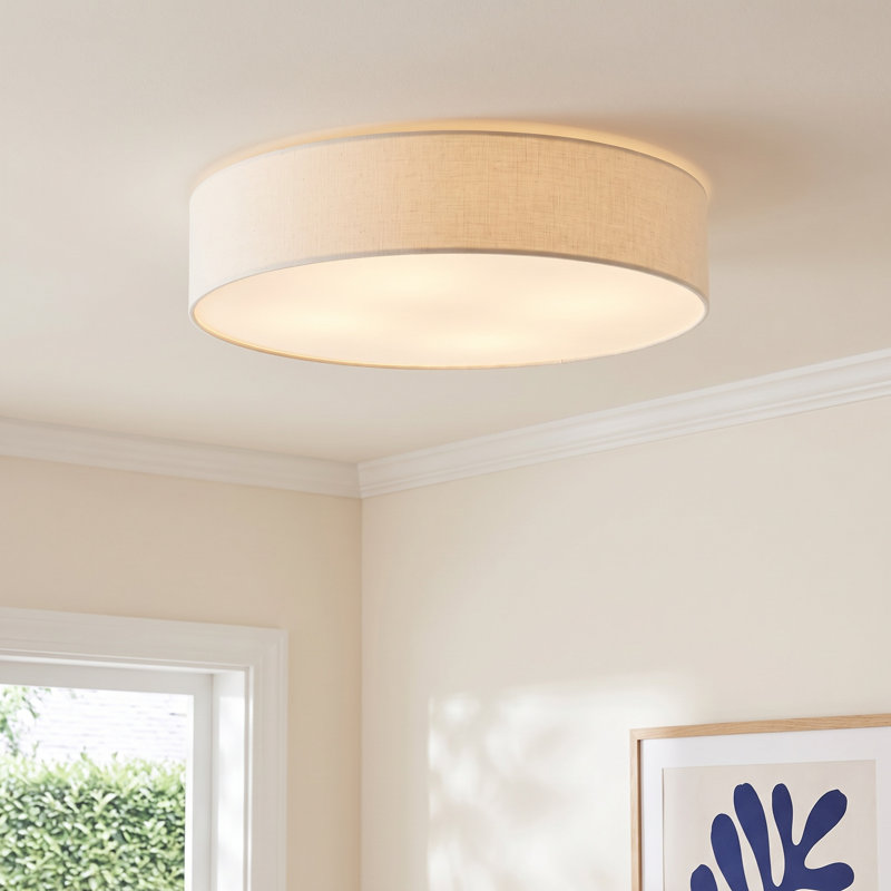 Jessalyn LED Flush Mount, 5.5" H x 16" W x 16" D, Oatmeal Linen